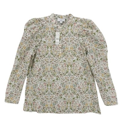 NWT J CREW Puff Sleeve Floral Top LIBERTY Tapestry Fabric Popover Size XS