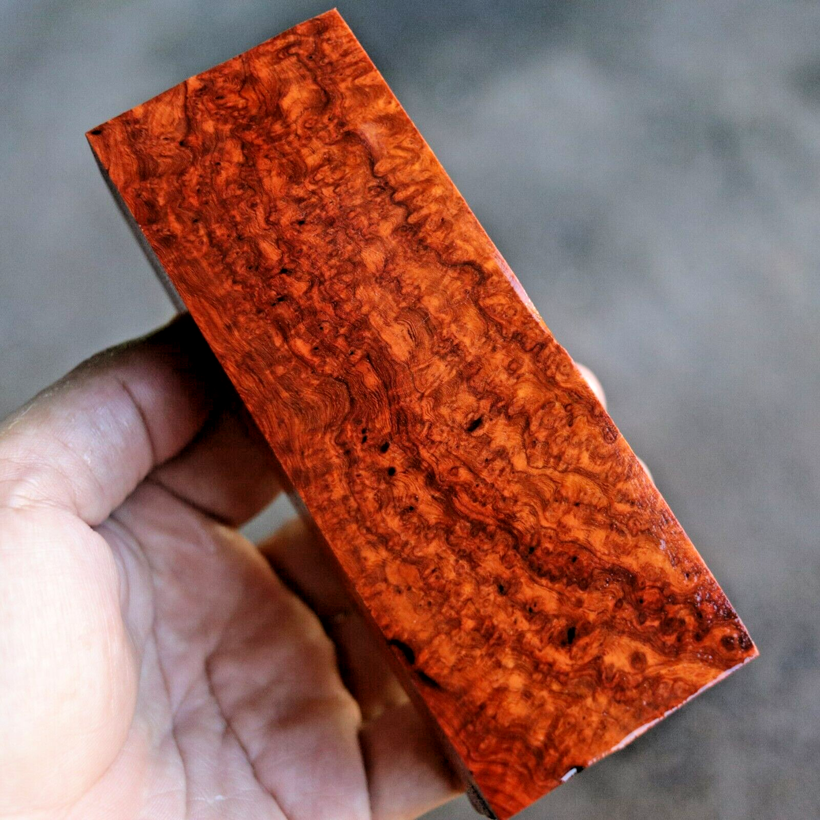 Amboyna Burl, Knife Handle Blank Turning, Exotic Wood 1 7/8"x 5"x 1 3/8" #392 Amboyna Burl, Knife Handle Blank Turning, Exotic Wood 1 7/8"x 5"x 1 3/8" #392