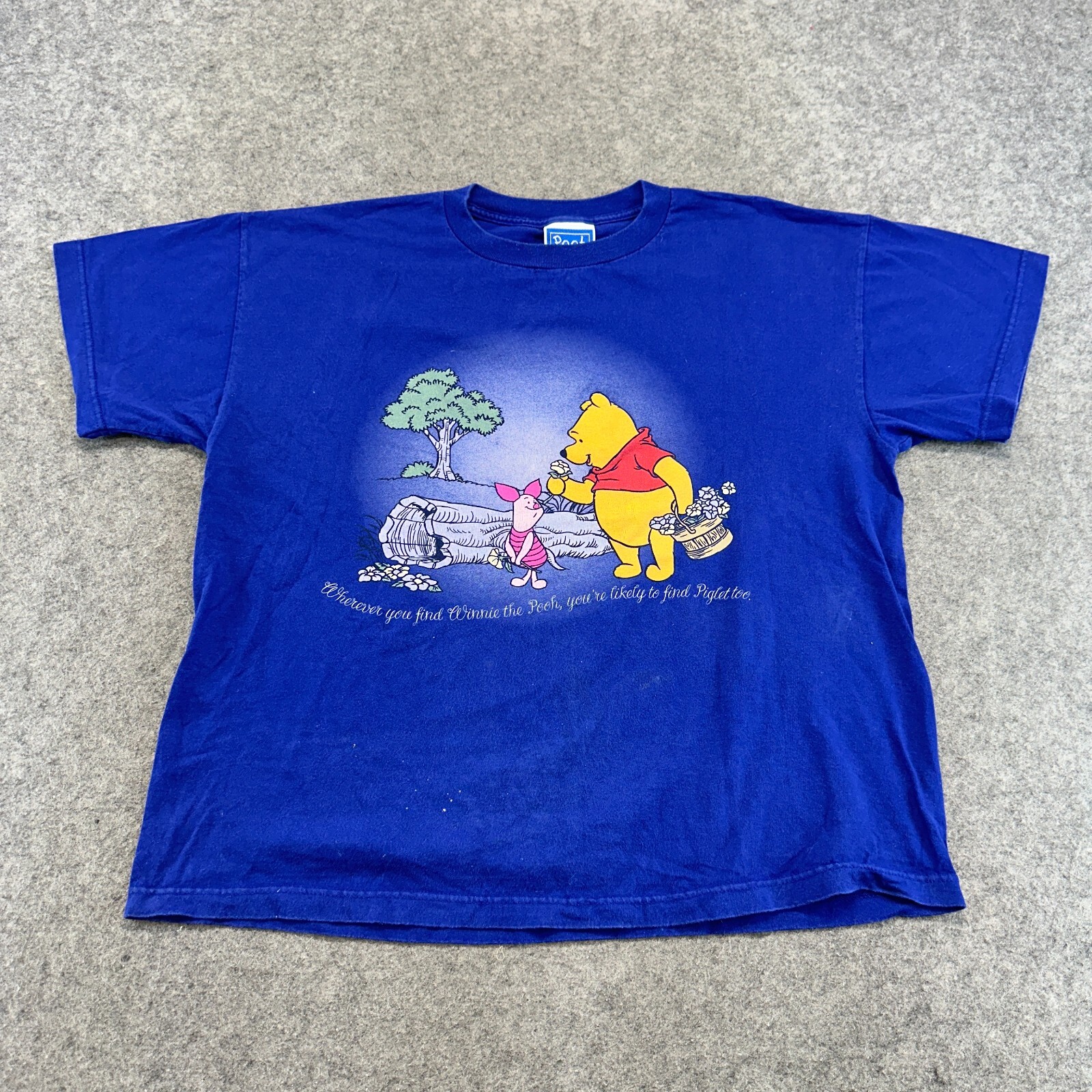 VINTAGE Winnie Pooh Shirt Mens XL Blue Graphic Piglet