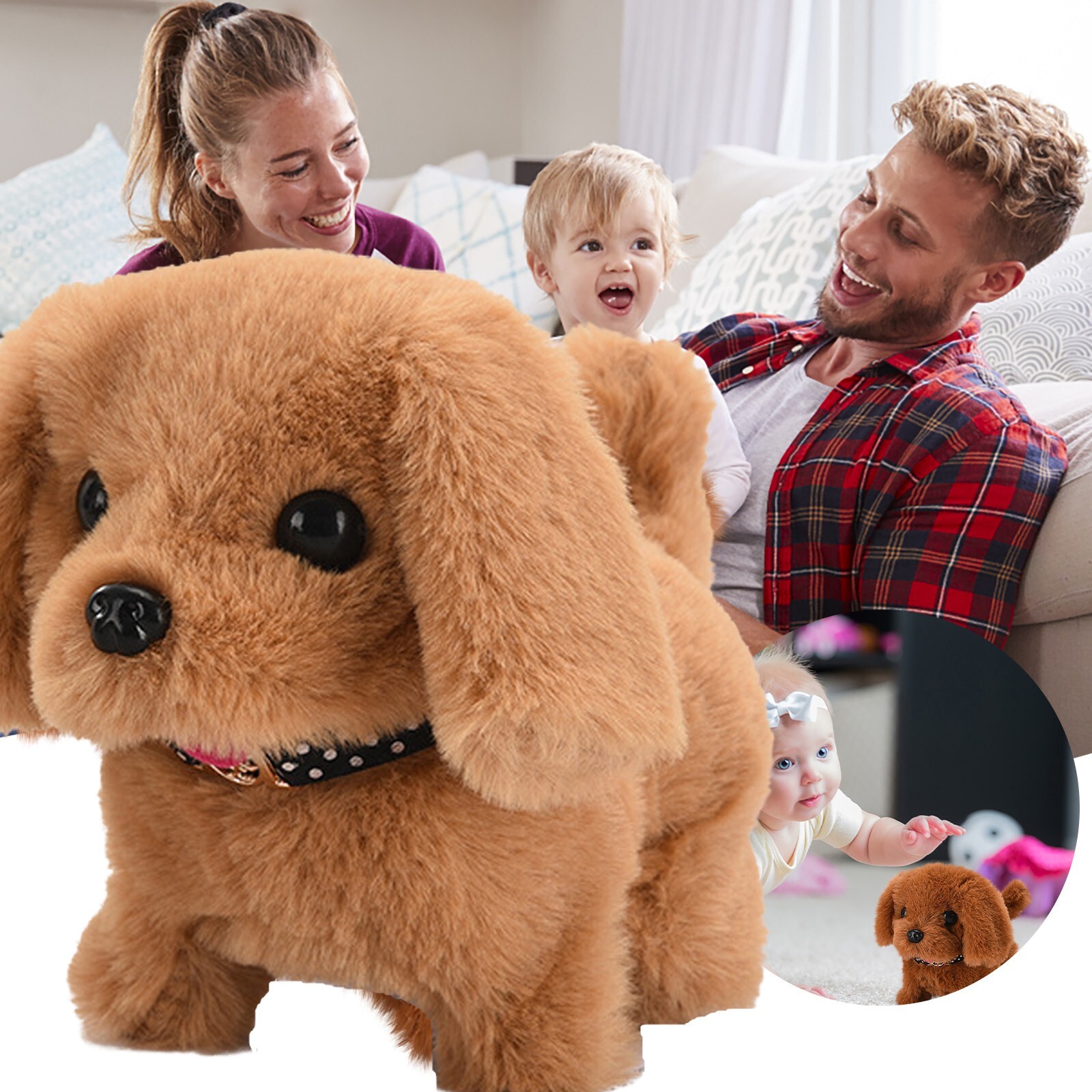 Dog Pet Toy Walking Barking Singing Plush  Realistic Lifelike Animals Animated