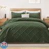Exclusivo Mezcla King Quilt Set- Olive Green Quilts Bedding Set with 2 Pillow Shams, Modern King Bedspread with Striped Pattern, Soft Lightweight Bedspreads Coverlets for All Seasons