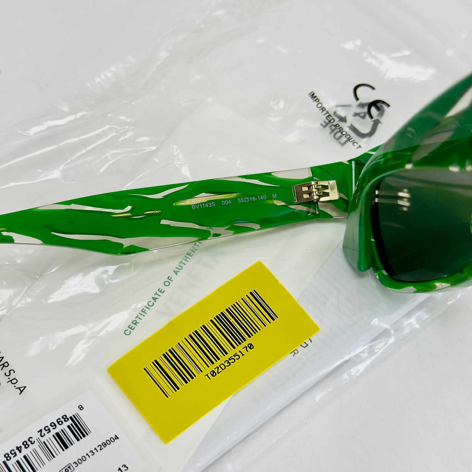 Pre-owned Bottega Veneta Bv1143s Green Zebra Print Unisex Narrow Sunglasses 1143 004