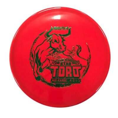 DISC GOLF INNOVA STAR TORO MID-RANGE OVERSTABLE 173-5g RED W/ GREEN HEIMBURG