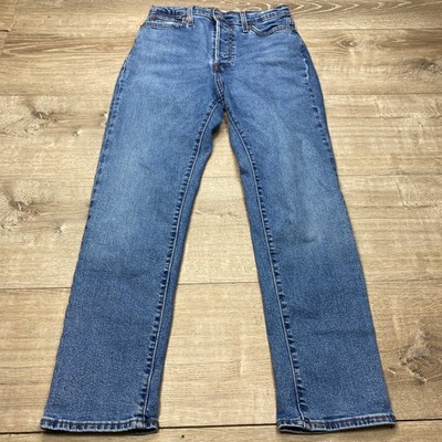 Levi's Wedgie Straight 501 Blue High Rise Button Fly Denim Casual