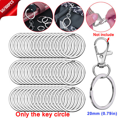 50/100/150 Stainless Steel Key 20-25-30mm Rings Split Hoop DIY Flat Metal Chains