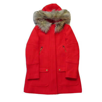 NWT J.Crew Chateau Parka in Electric Red Italian Stadium-cloth Wool Coat 2P