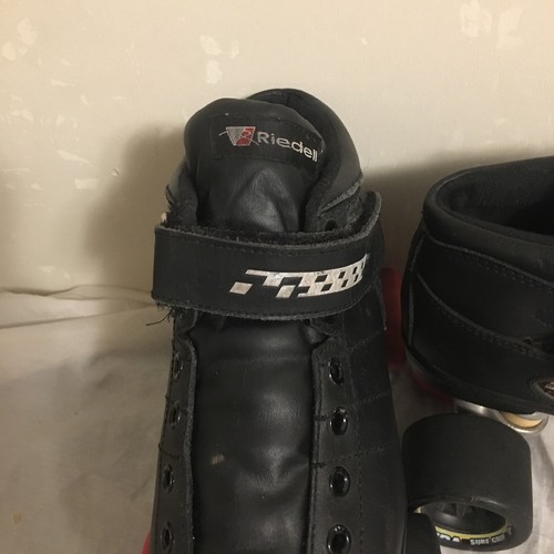 Riedell Carrera Black Speed Roller Skates Size 7 105B Boots Style #2 Mixed Wheel