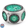 DNDND Unique Spinner DandD Dice, 8-in-1 Hexagonal Metal Dice with Dual D20 Monster Themed Dice Set for DND Dungeons and Dragons, Dungeon Masters with Collectible Gift Tin (Silver with Green)