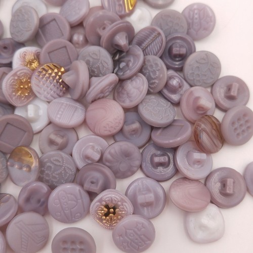 Mixed Lot of 100+ Purple Lavender Vintage Glass Buttons