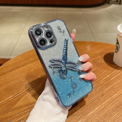 Dragonfly Holder Luxury 6D Plating Case Phone Cover For iPhone Samsung Huawei