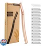 Eyebrow Razor-Face Razors for Women-Dermaplaning Tool for Face Exfoliation and Peach Fuzz with 12 Refill Blades-Facial Dermaplane Razors Shaver-Rose Gold