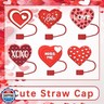 6PCS Love Heart Straw Covers Cap For 9-10mm Reusable Straw Topper Tip Compatible 30and40OZ Cups, Reusable Cup Accessories Decor Valentine's Day Gifts(Heart-6PCS)
