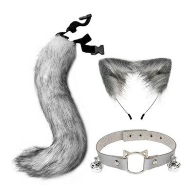 Ears and Long Tail Faux Funny Gifts Women Girls Cosplay Hair Hoop for Prom Dance
