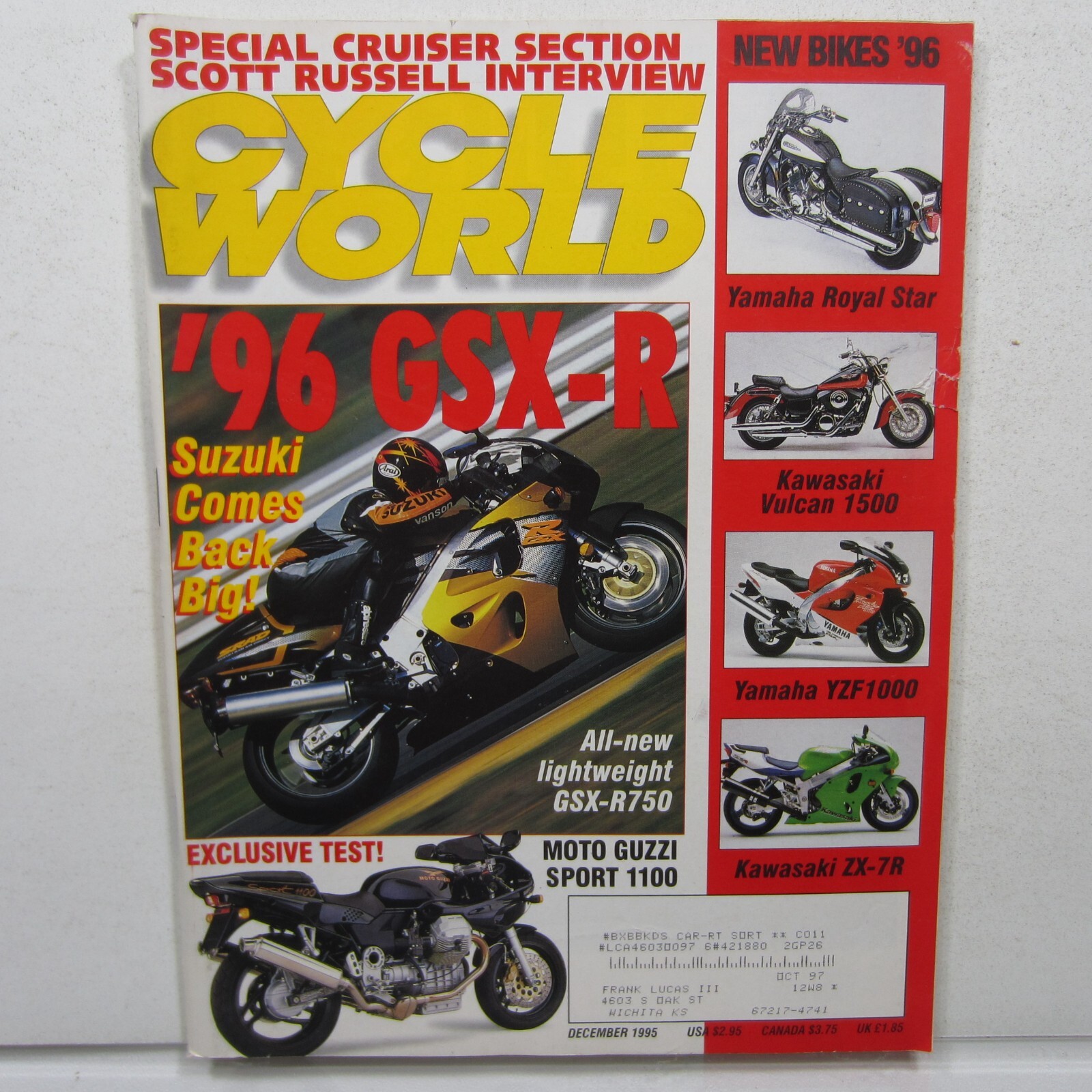 オーストラリア Cycle World Dec 1995 Vol 34 No 12 Suzuki GSX-R750, Kawasaki