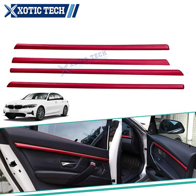 4pcs Red Interior Door Overlay Moulding Cover  For BMW 12-19 3 Series F30 F31