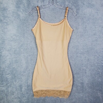 I Am Yummie Womens Shapewear Sz S Beige Dress Slip Lace Trim Adjustable Straps