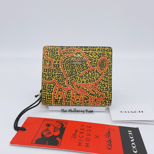 Coach C7446 Disney Mickey Mouse X Keith Haring Snap Zip Wallet NWT