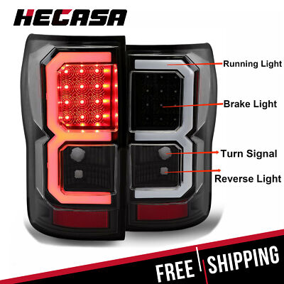 For Toyota Tundra  2007-2013  Dual C-Shape Tube Full LED Brake Black Tail Lights