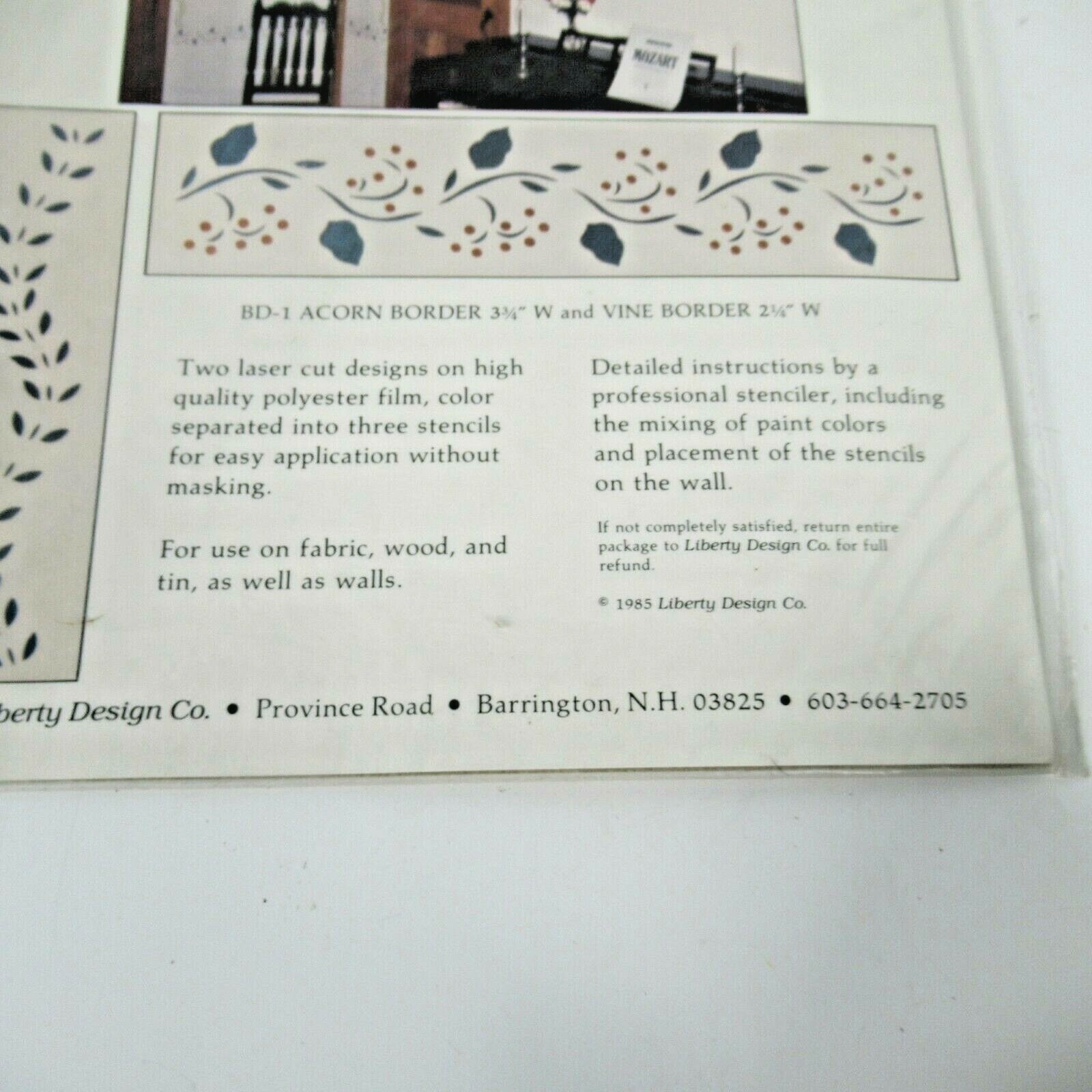 Vtg Liberty Design Early American Motif Stencil Acorn Vine Borders Farm Rustic