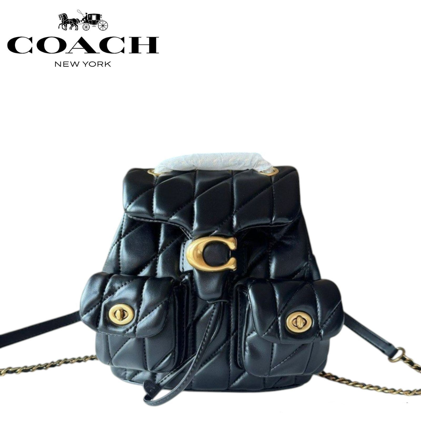 COACH Tabby Quilted Backpack Black CU076 Outlet NEW | eBay