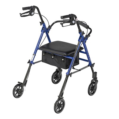 Adjustable Height Rollator Rolling Walker with 6 in. Wheels, Blue