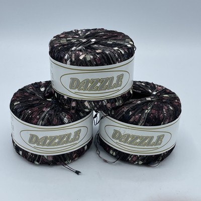 Dazzle Ladder Yarn Lot of 3 Cakes Nylon Black Pink Cream Italy