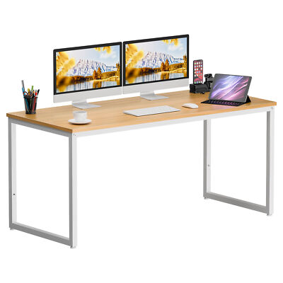 55'' Large Computer Desk Writing Desk Natural Study Office Desk Corner Table