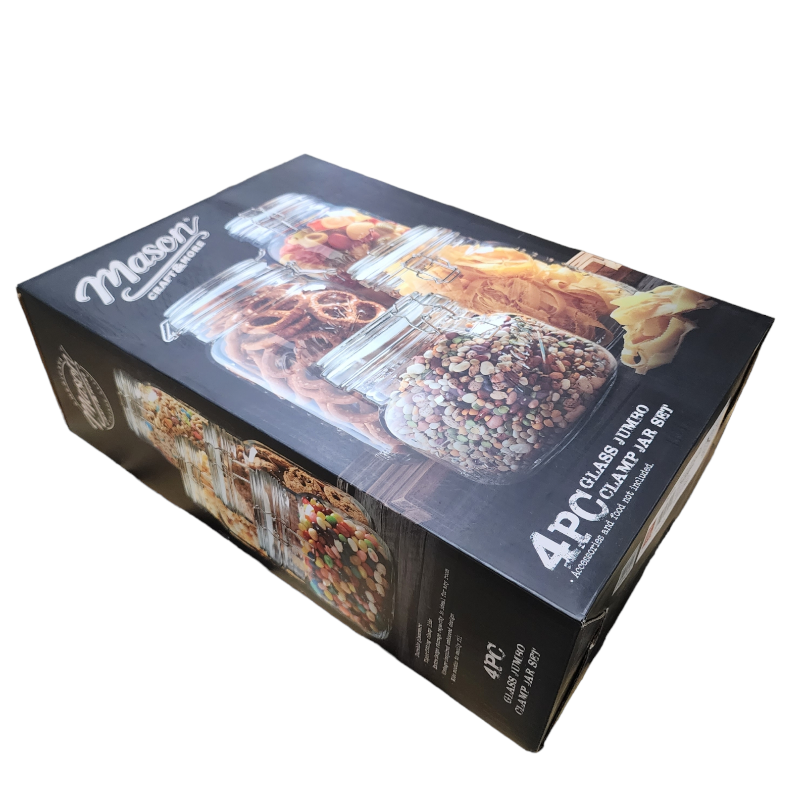 Mason Jar Kitchen Canister Set 4 Pc Jumbo Glass Jars Kitchen Storage Clamp Lid