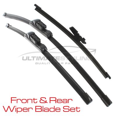 Front Windscreen Wiper Blades & Rear Wiper Blade Set VW Scirocco Coupe 2008-2014