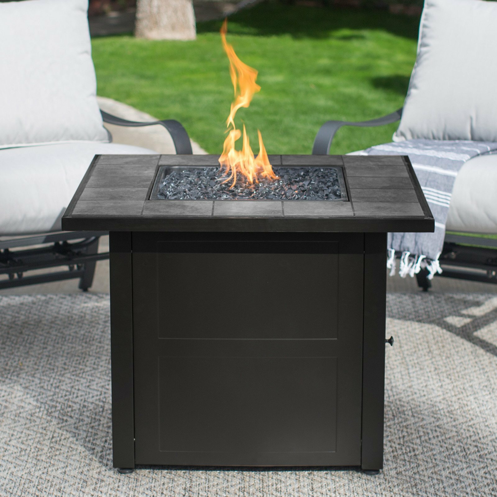Endless Summer Lp Gas Outdoor Fire Pit Slate Tile Mantel Ebay