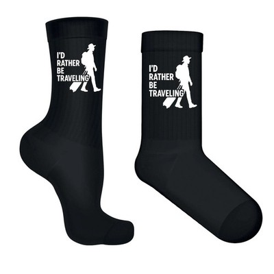 I’d Rather Be Traveling Socks Funny Novelty Gift for Travelers Men Women