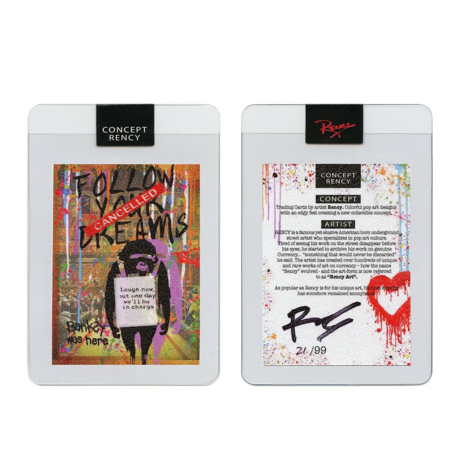 MONKEYS Devolved Parliament DIAMOND DUST Trading Card Signed by Rency # of 99