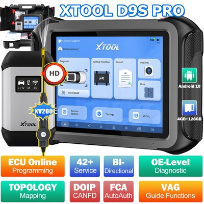 XTOOL D9S PRO Car Full System Diagnostic E/CU Programming Key Coding FCA Scanner