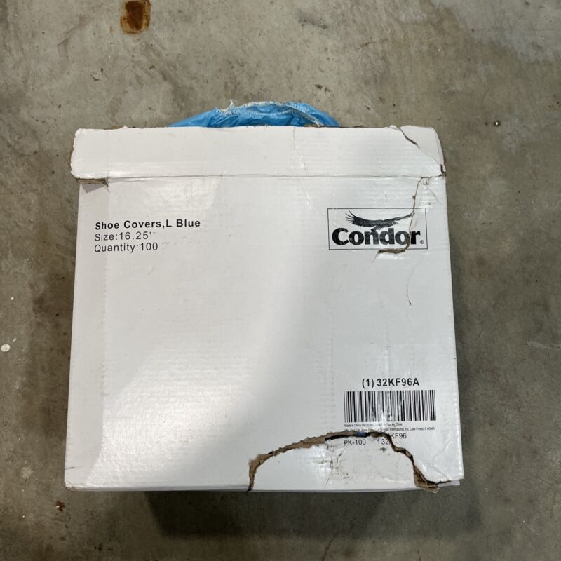 Condor Shoe Covers Universal Blue Pk100 Size 16.25” Open box -See Description