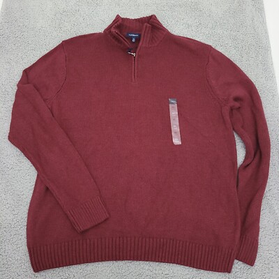 Croft & Barrow Mens Sweater 1/4 Zip Mock Neck Sz XL Red NWT