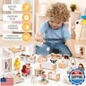 Toyssa Dollhouse Furniture Set, 36PCS Beech Wood and Plastic Miniature Doll House Accessories with Modern 5 Rooms and 4 Flexible Family Dolls, Pretend Play Toys Birthday Gift for Toddlers 3 4 5 6
