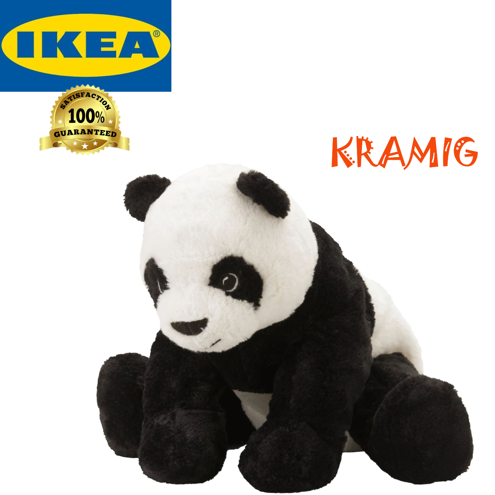Ikea Kramig Panda Bear Teddy Plush Black White Floppy Stuffed