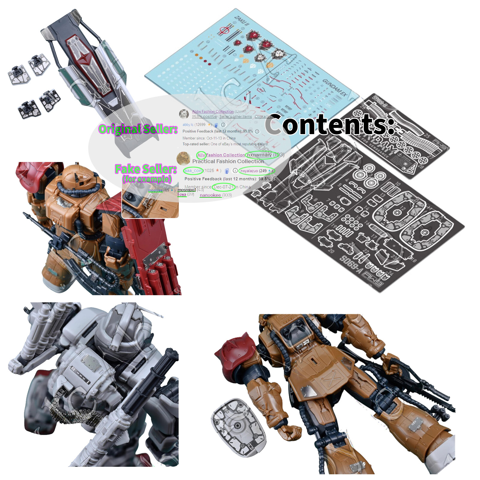 for HG 1/144 RX-78(G)E EX MS-06F Zaku II F Solari AW9 S69