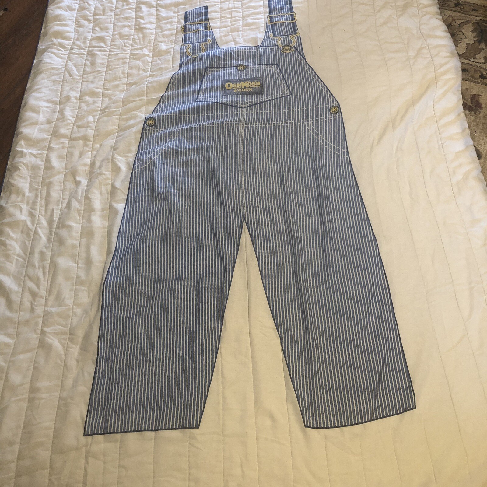 Vintage OshKosh B'Gosh Striped Overalls Comforter Blue White Twin Vestbak Stripe