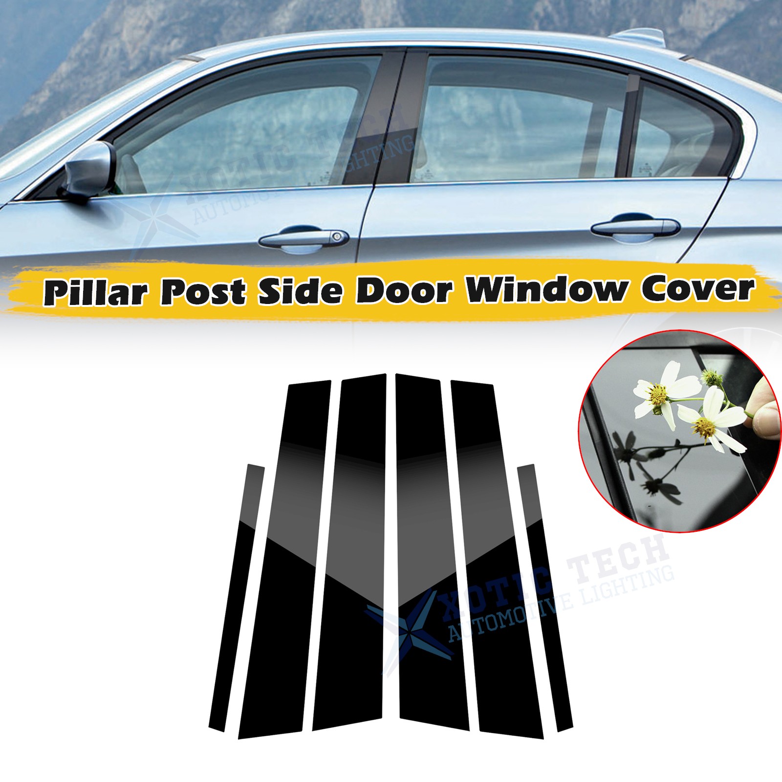 For BMW 3 Series E90 2005-2012 6PCS Black Pillar Posts Door Trim Piano Cover Kit
