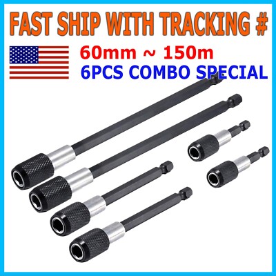 6PC 1/4'' Hex Shank Holder Drill Bit Screwdriver Extension Quick Release Magnetic