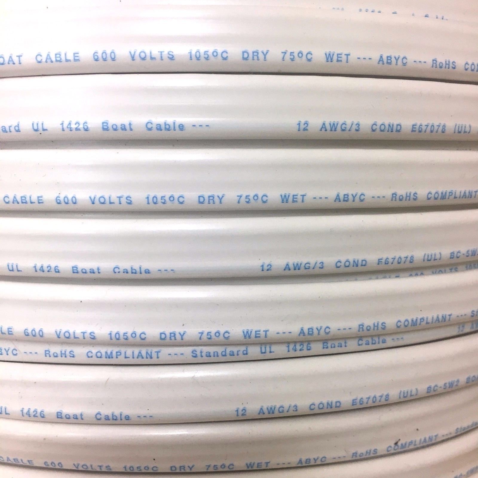 12/3 AWG 12 Gauge Marine Grade 3 Wire AC, Boat Cable, Tinned Copper