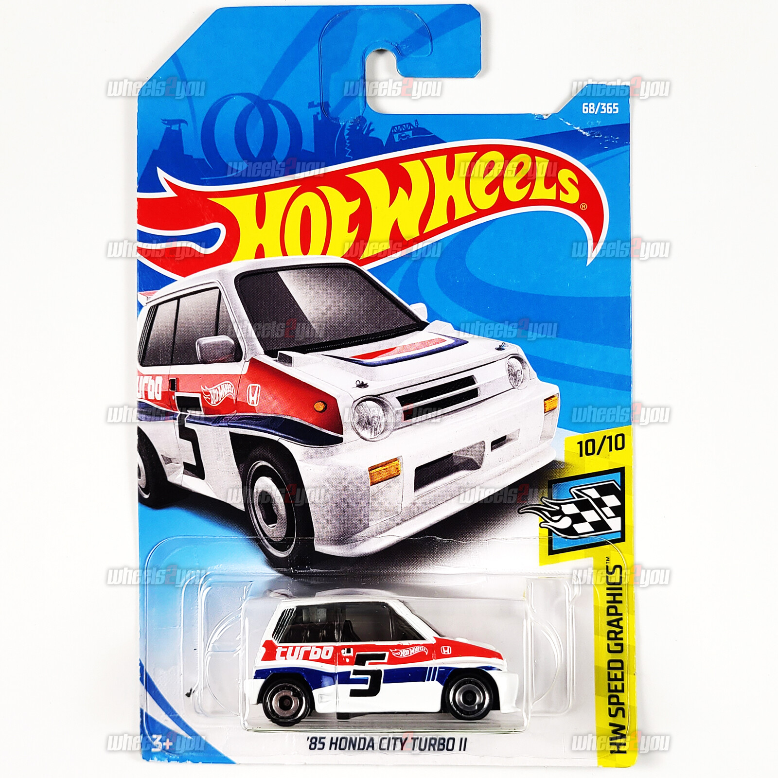 2018 Hot Wheels 85 HONDA CITY TURBO II #68 white- HW Speed