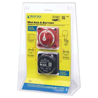 Blue Sea 7649 Mini Add-A-Battery Kit 65A Battery Switch Automatic Charging Relay