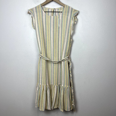 Marine Layer Dress Size XL Linen Blend Striped Ruffle Tiered Coastal Vacation