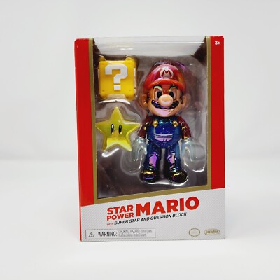 JAKKS GOLD Star Power Mario with Super Star and Question Block Jakks Pacific