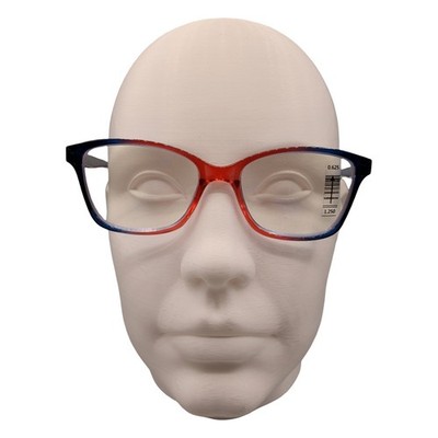 Red Blue Ombre  +1.25 Progressive Multifocus Reading Glasses With case