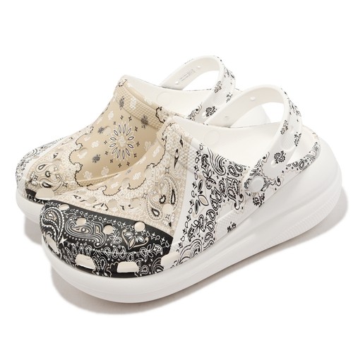 

Мужские слипоны унисекс Crocs Classic Crush Bandana Clog Paisley White 208119-2ZM, Бежевый, Classic Crush Bandana Clog