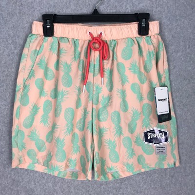 Mossman Shorts Mens Small Green Peach Swim Volley Trunks Board Pineapple 6'' 