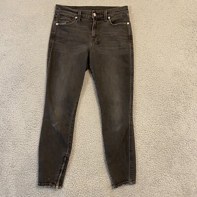 Ksubi Womens Spray-On Skinny Jeans size 27x26 Gray Black Distressed Ankle Zip
